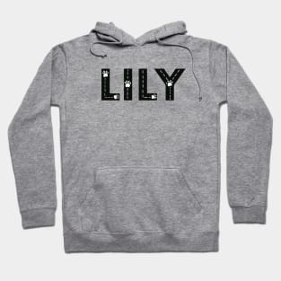 Lily cat name made of hand drawn paw prints Hoodie